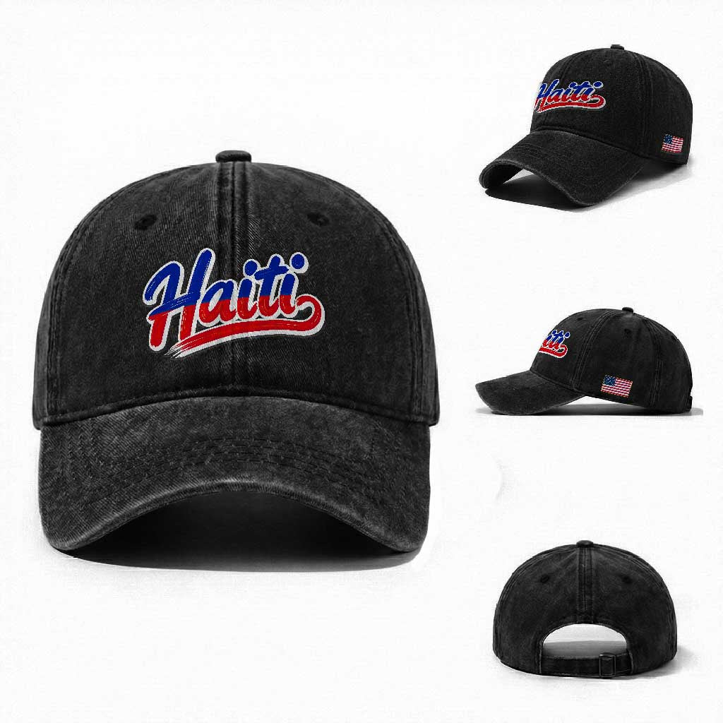 Ayiti Cheri Haiti Pride Gift For Proud Haitians Washed Cotton Baseball Cap