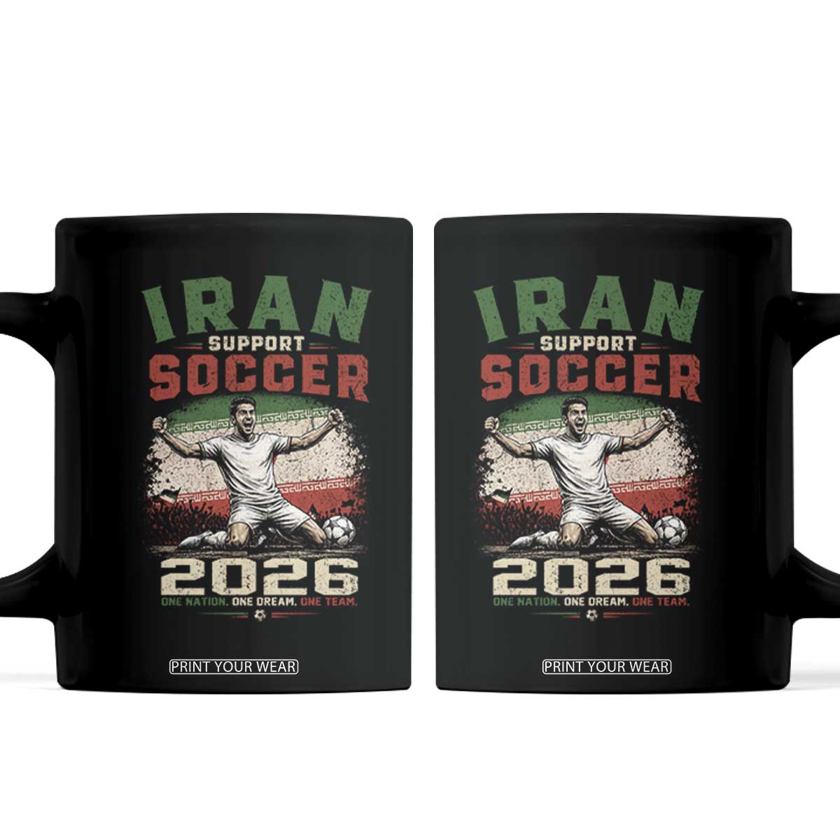 Iran Soccer Fan Gift Coffee Mug One Nation One Team One Dream