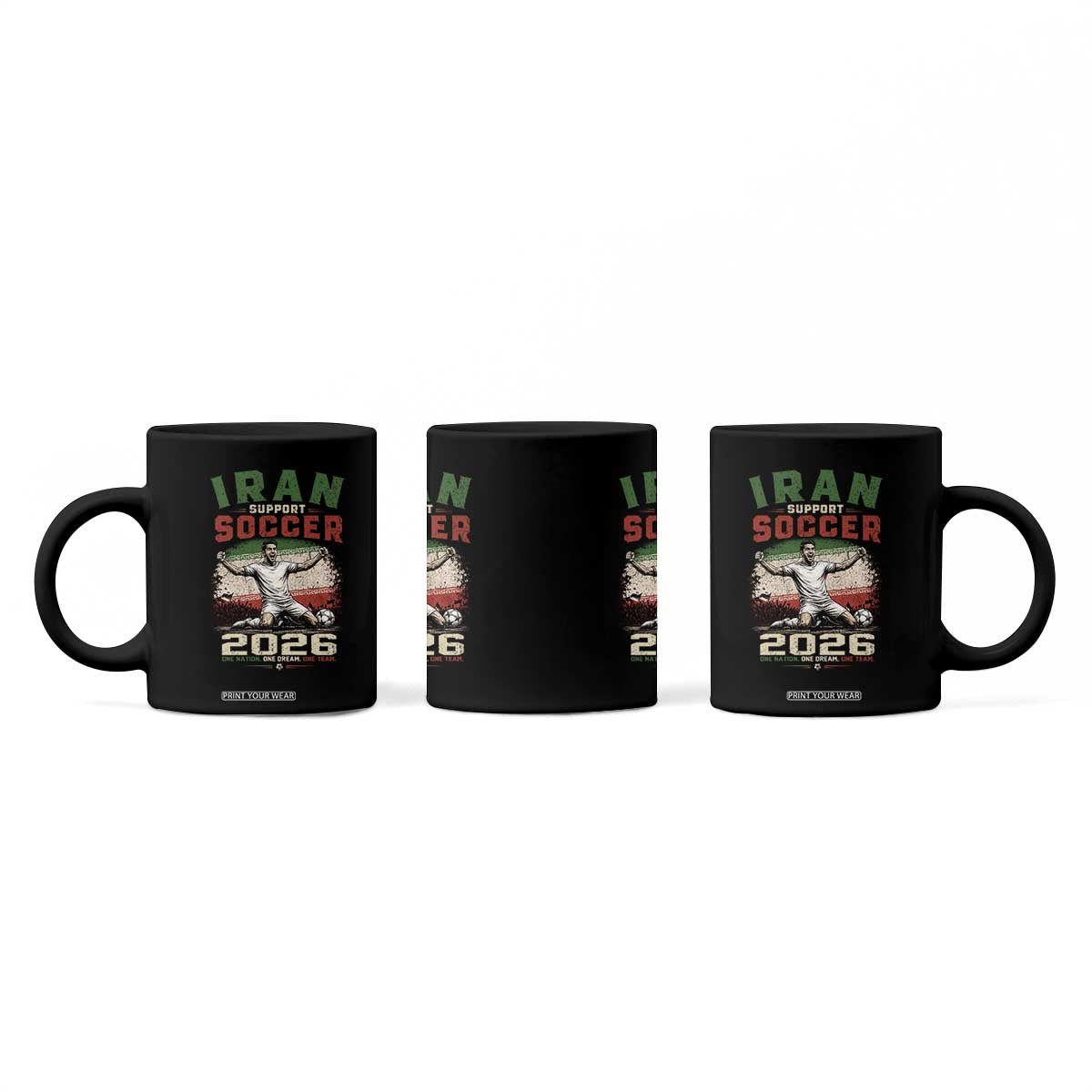 Iran Soccer Fan Gift Coffee Mug One Nation One Team One Dream
