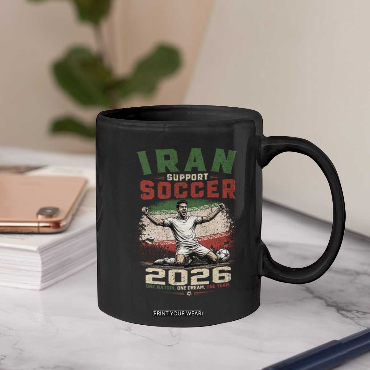 Iran Soccer Fan Gift Coffee Mug One Nation One Team One Dream