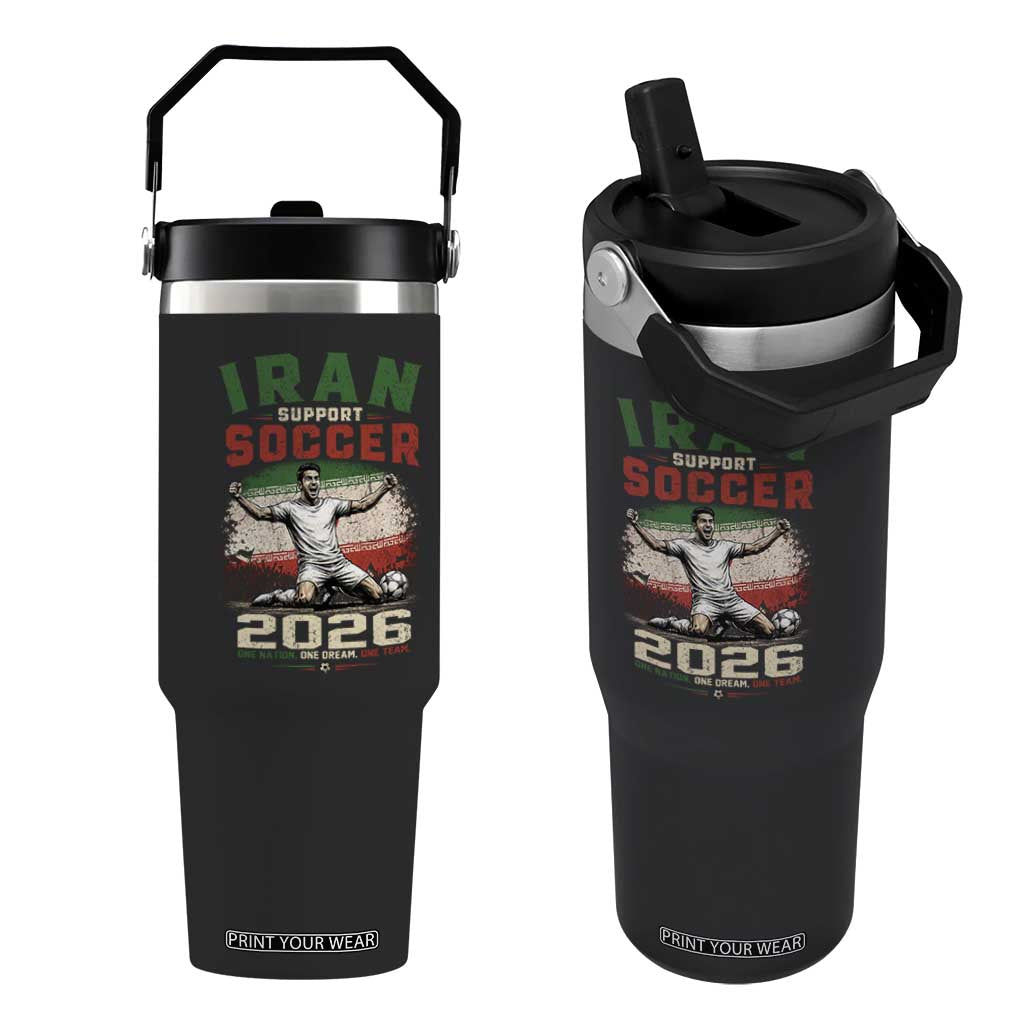 Iran Soccer Fan Gift Flip Straw Tumbler One Nation One Team One Dream