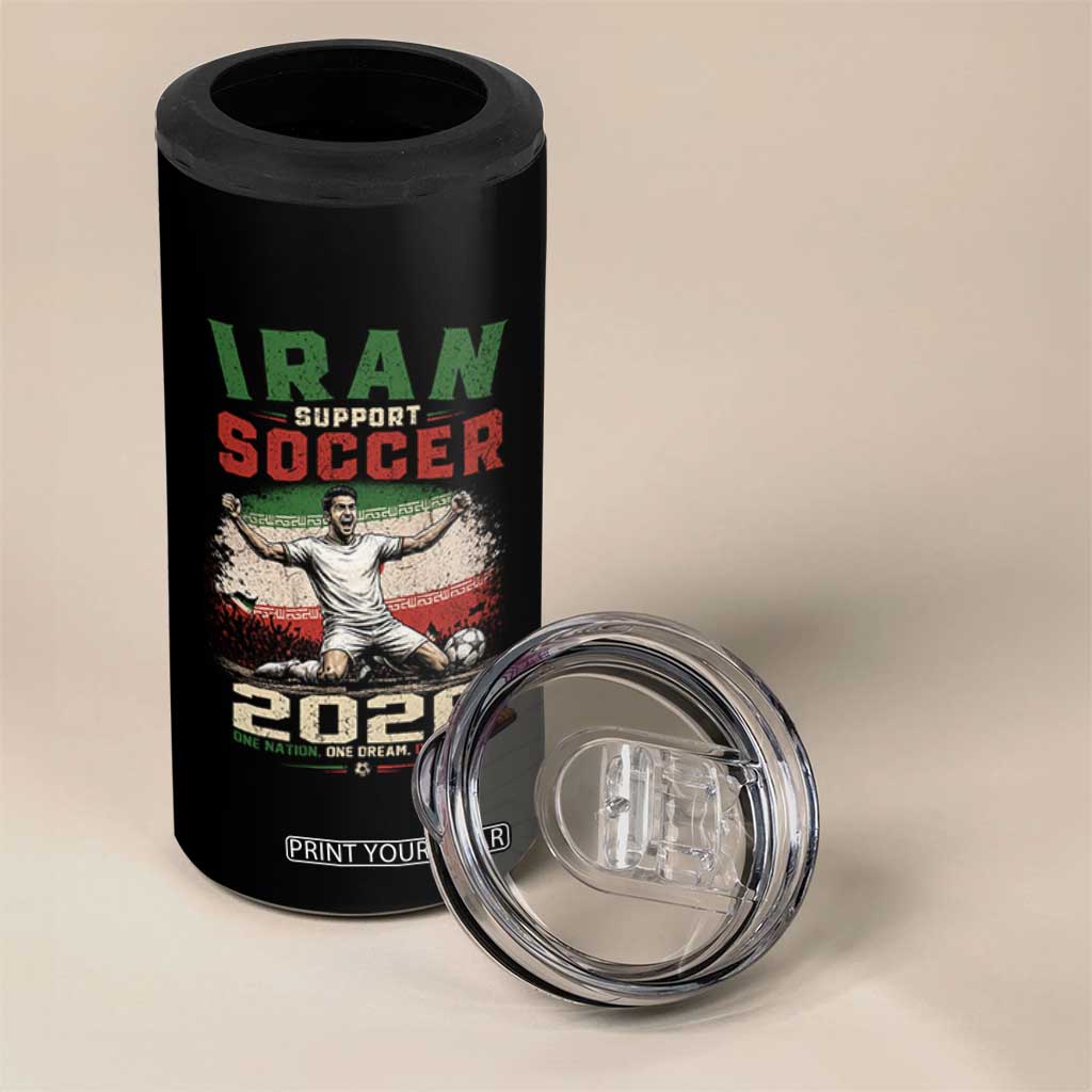 Iran Soccer Fan Gift 4 in 1 Can Cooler Tumbler One Nation One Team One Dream