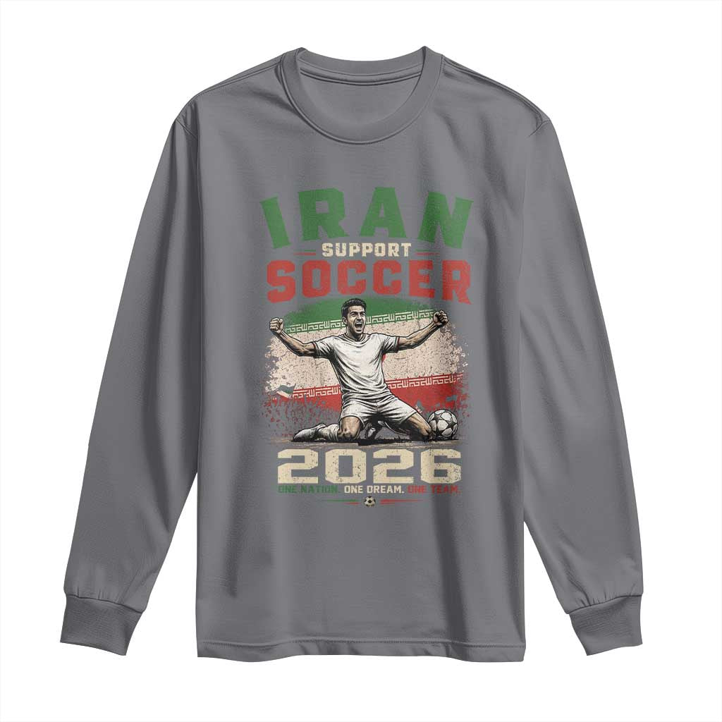 Iran Soccer Fan Gift Long Sleeve Shirt One Nation One Team One Dream