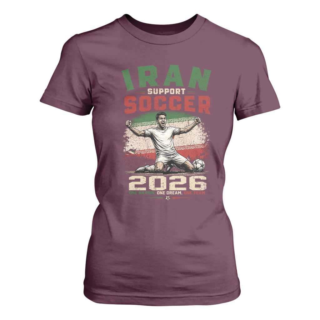 Iran Soccer Fan Gift T Shirt For Women One Nation One Team One Dream