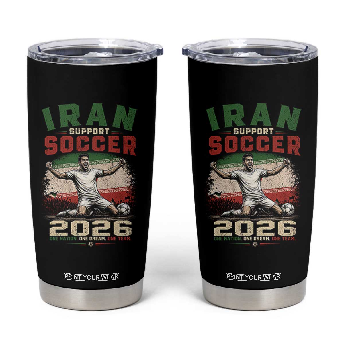 Iran Soccer Fan Gift Tumbler Cup One Nation One Team One Dream