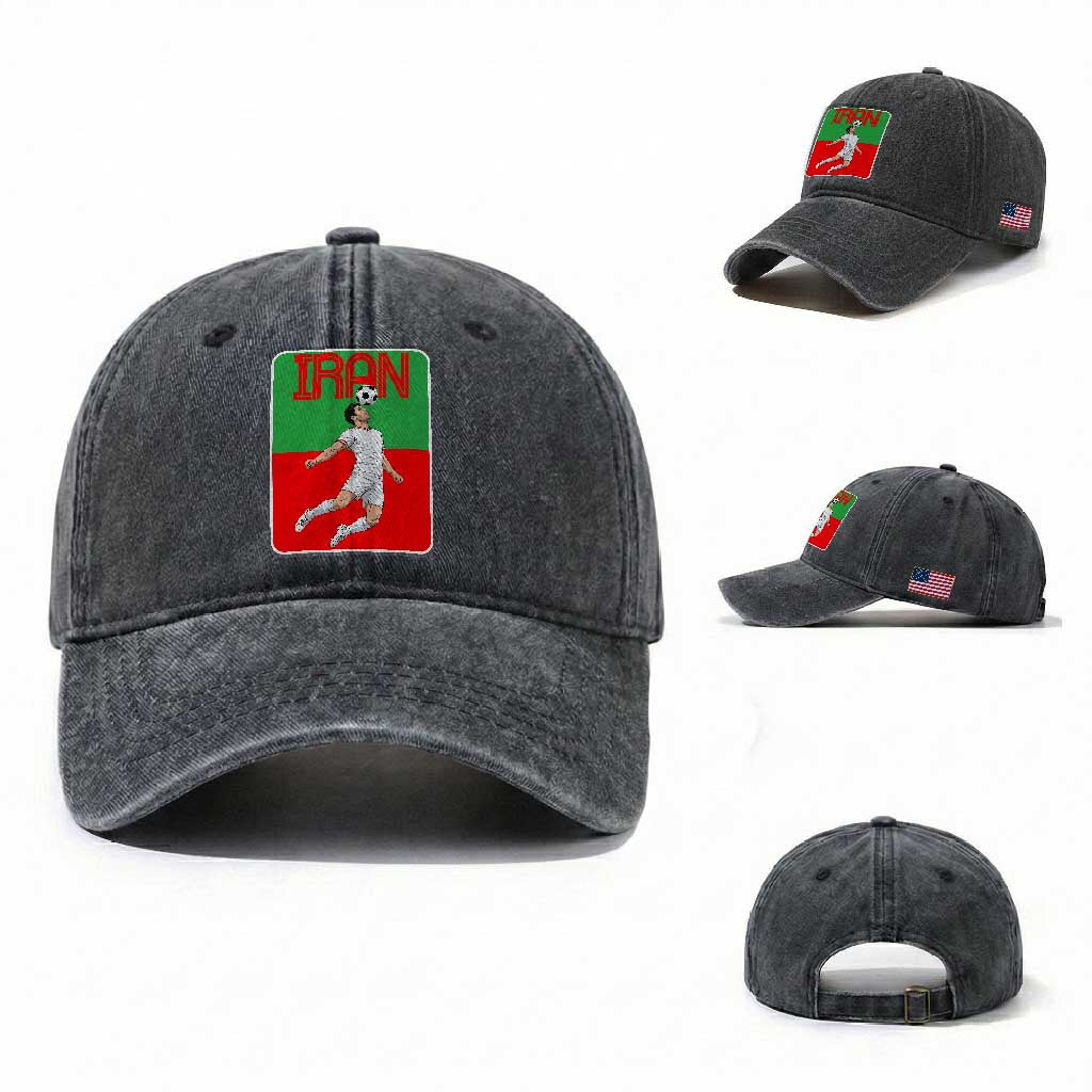 Iran Soccer Lover Washed Cotton Baseball Cap Proud Persian Roots Gift