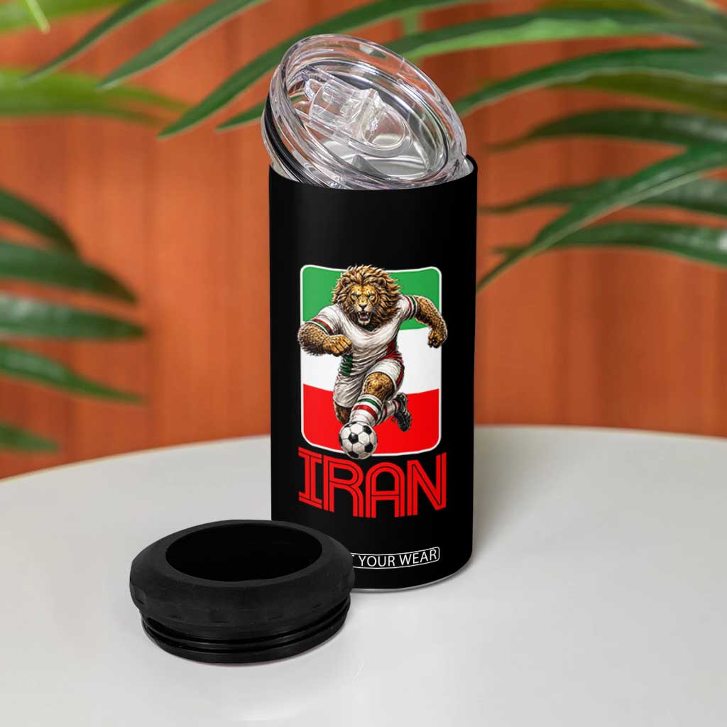 Persian Lions Soccer Fan 4 in 1 Can Cooler Tumbler Proud Iranian Heritage Gift