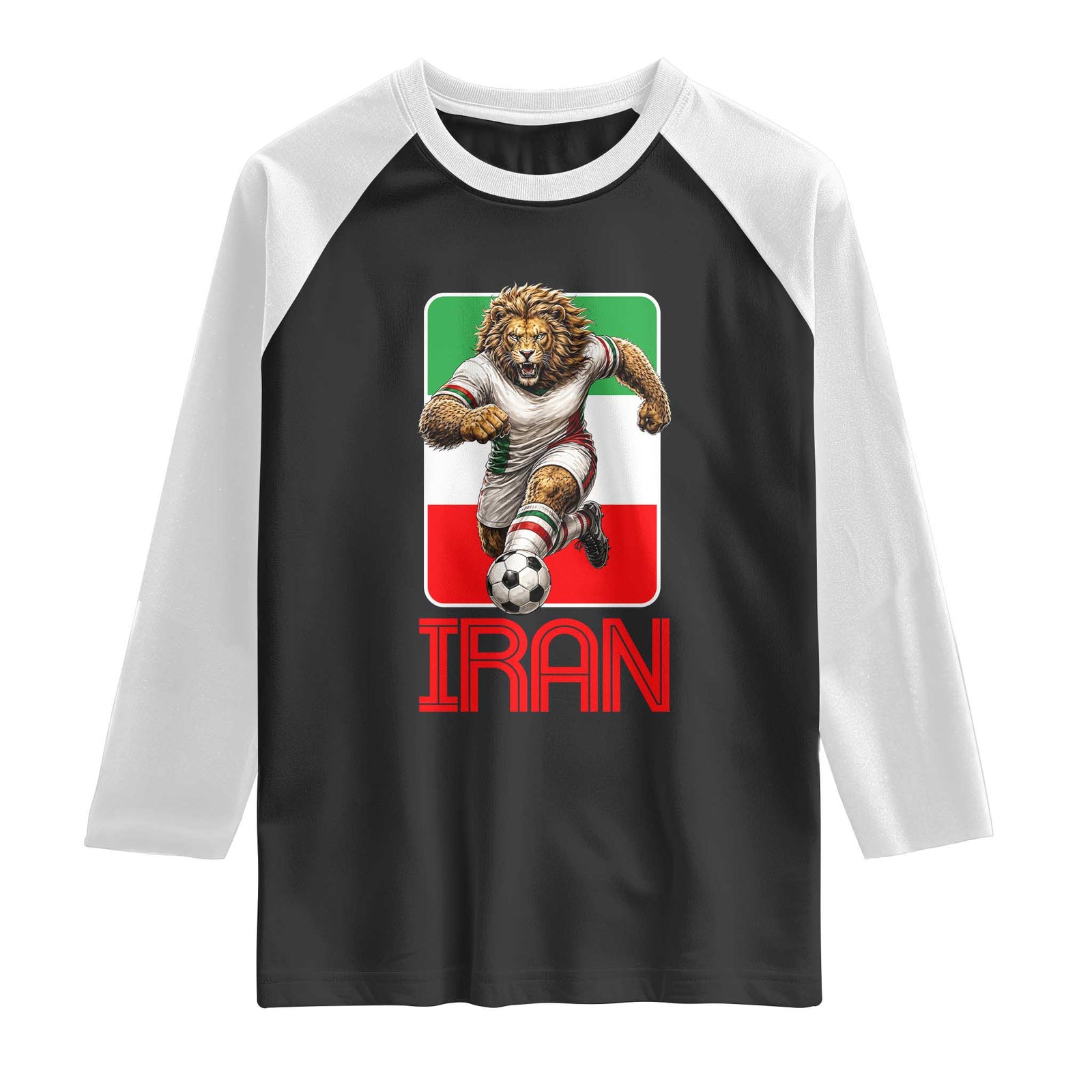 Persian Lions Soccer Fan Raglan Shirt Proud Iranian Heritage Gift TS12 Black White Print Your Wear