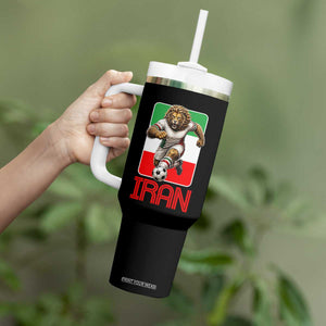 Persian Lions Soccer Fan Tumbler With Handle Proud Iranian Heritage Gift