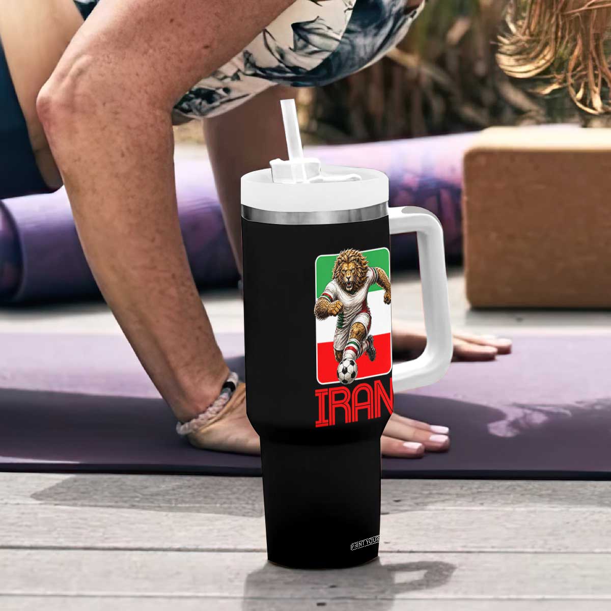 Persian Lions Soccer Fan Tumbler With Handle Proud Iranian Heritage Gift