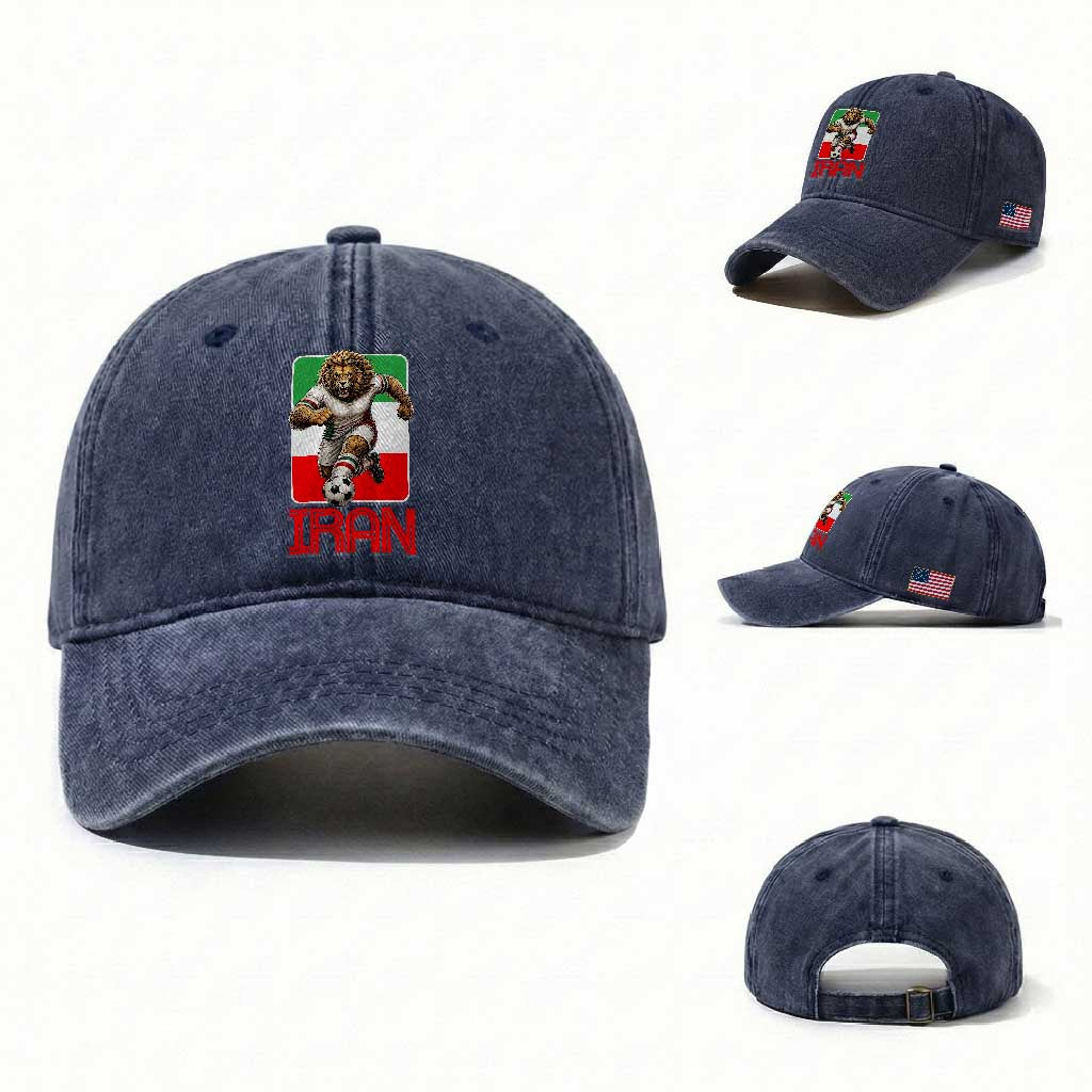 Persian Lions Soccer Fan Washed Cotton Baseball Cap Proud Iranian Heritage Gift