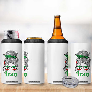 Persian Girl Power Soccer Fan 4 in 1 Can Cooler Tumbler Team Iran Heritage Gift