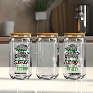 Persian Girl Power Soccer Fan Glass Can Team Iran Heritage Gift