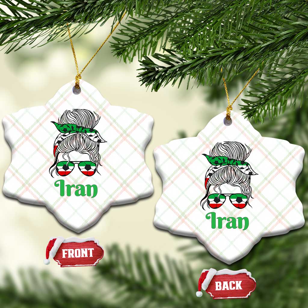 Persian Girl Power Soccer Fan Ceramic Ornament Team Iran Heritage Gift