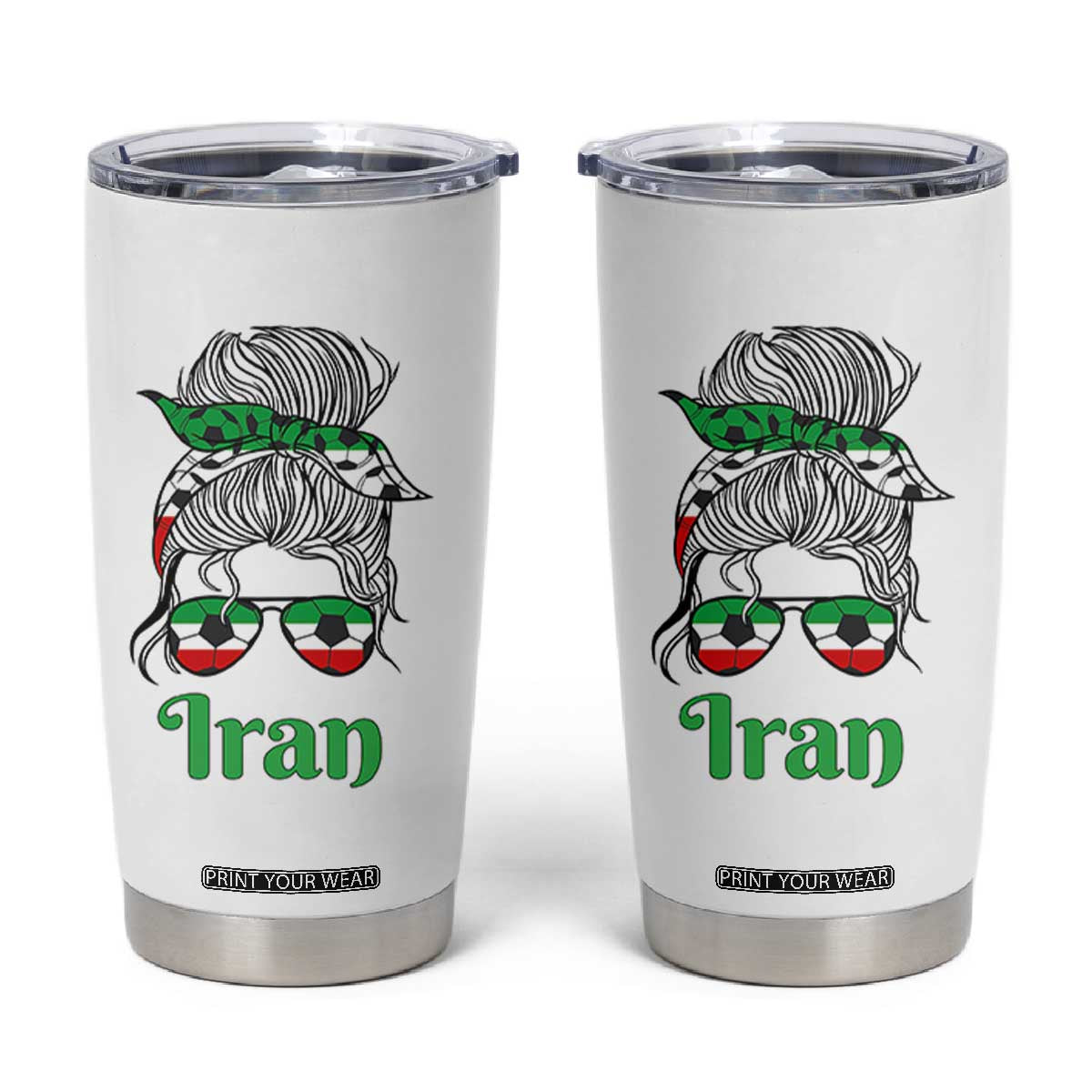 Persian Girl Power Soccer Fan Tumbler Cup Team Iran Heritage Gift