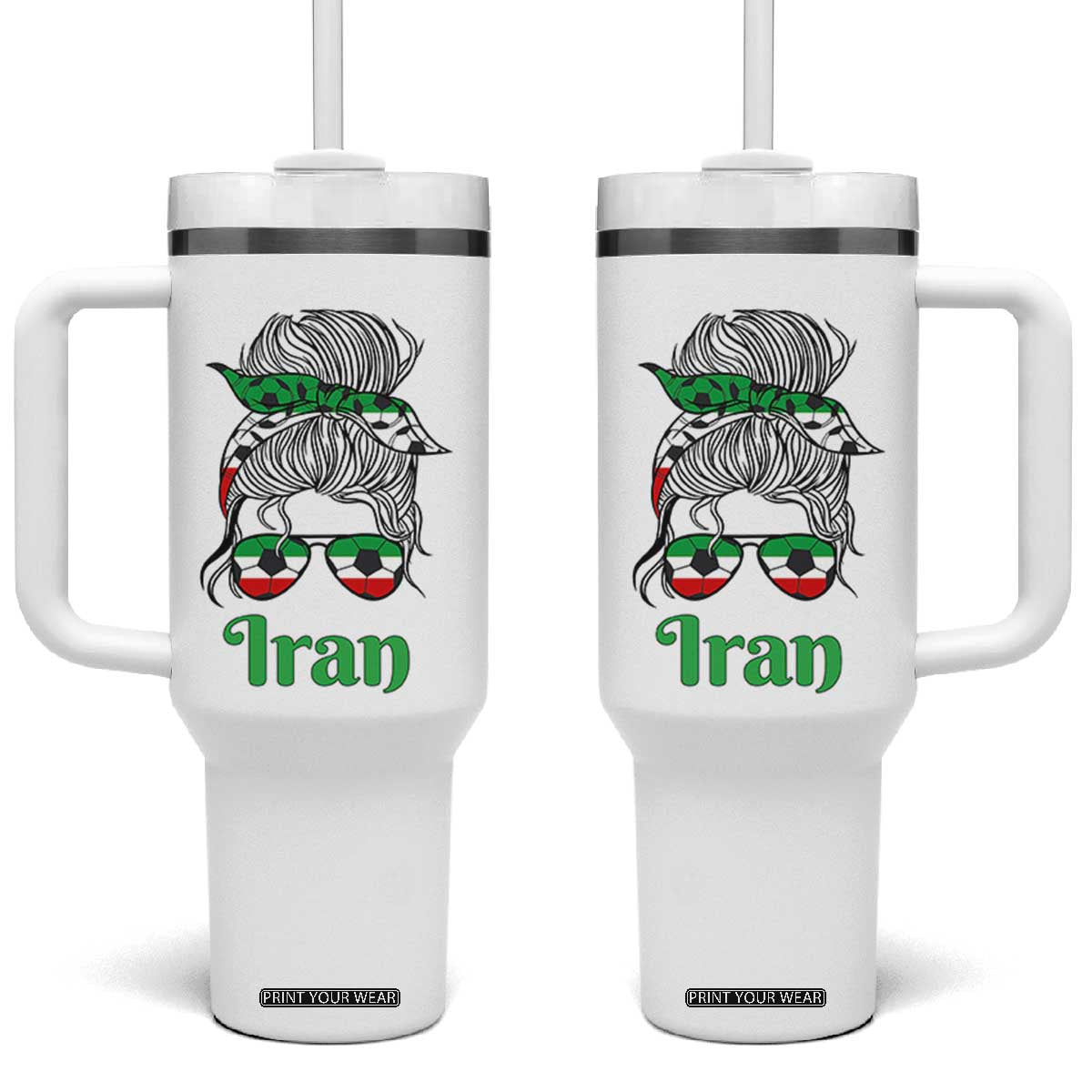 Persian Girl Power Soccer Fan Tumbler With Handle Team Iran Heritage Gift