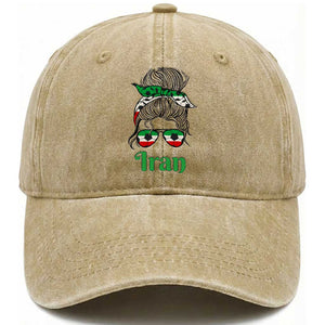 Persian Girl Power Soccer Fan Washed Cotton Baseball Cap Team Iran Heritage Gift