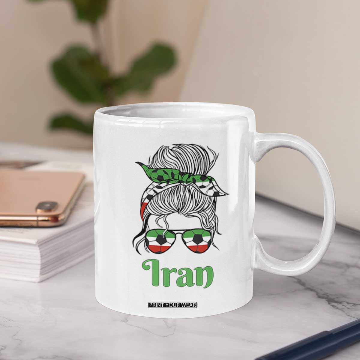 Persian Girl Power Soccer Fan Coffee Mug Team Iran Heritage Gift