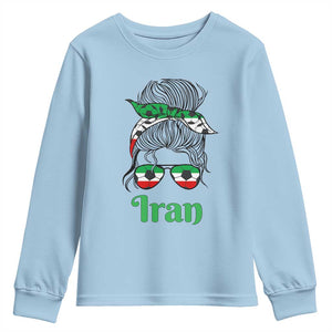 Persian Girl Power Soccer Fan Youth Sweatshirt Team Iran Heritage Gift