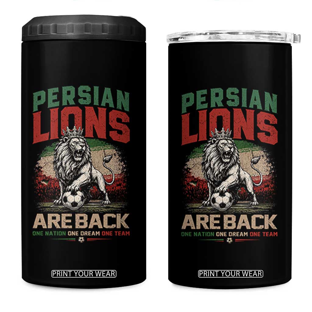 Proud Iran Soccer Fan Gift 4 in 1 Can Cooler Tumbler Persian Lions Are Back