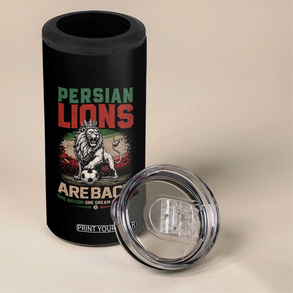 Proud Iran Soccer Fan Gift 4 in 1 Can Cooler Tumbler Persian Lions Are Back