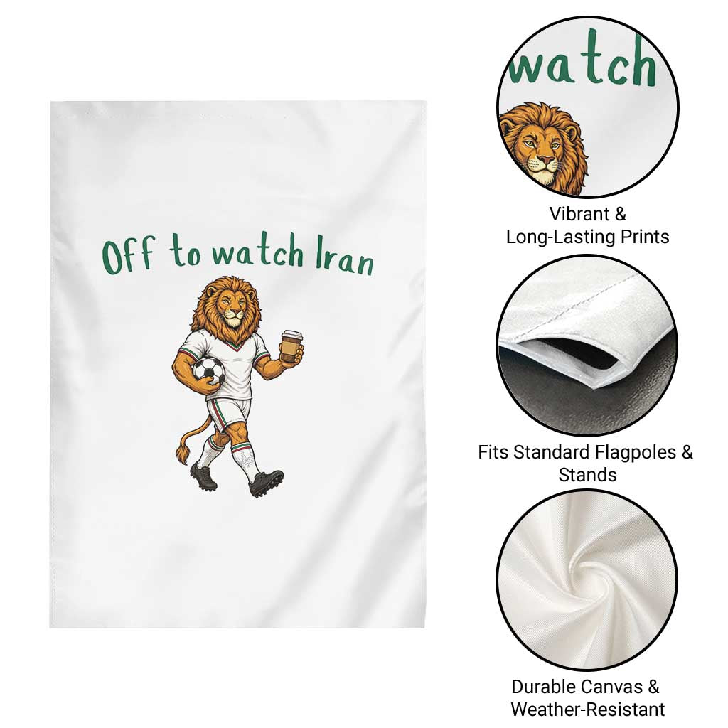 Funny Persian Lion Soccer Fan Gift Garden Flag Off To Watch Iran