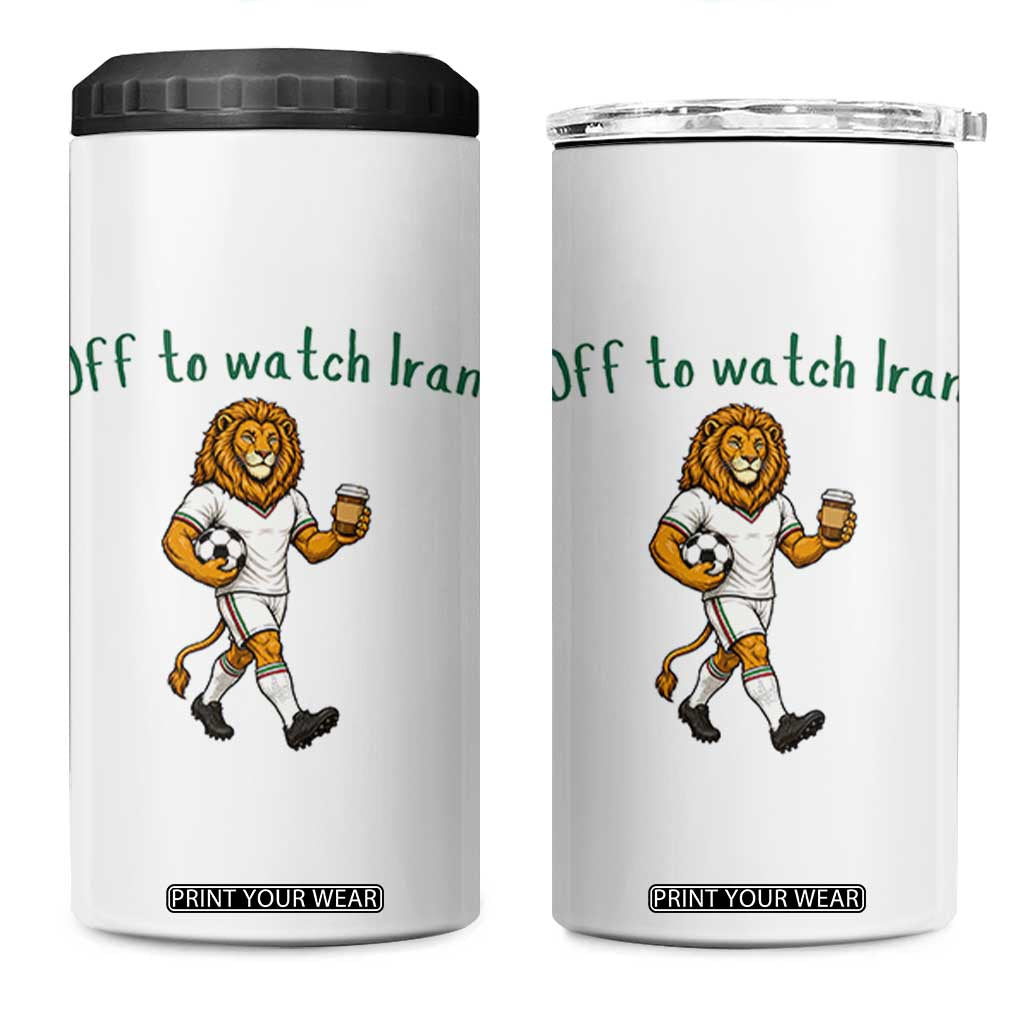 Funny Persian Lion Soccer Fan Gift 4 in 1 Can Cooler Tumbler Off To Watch Iran