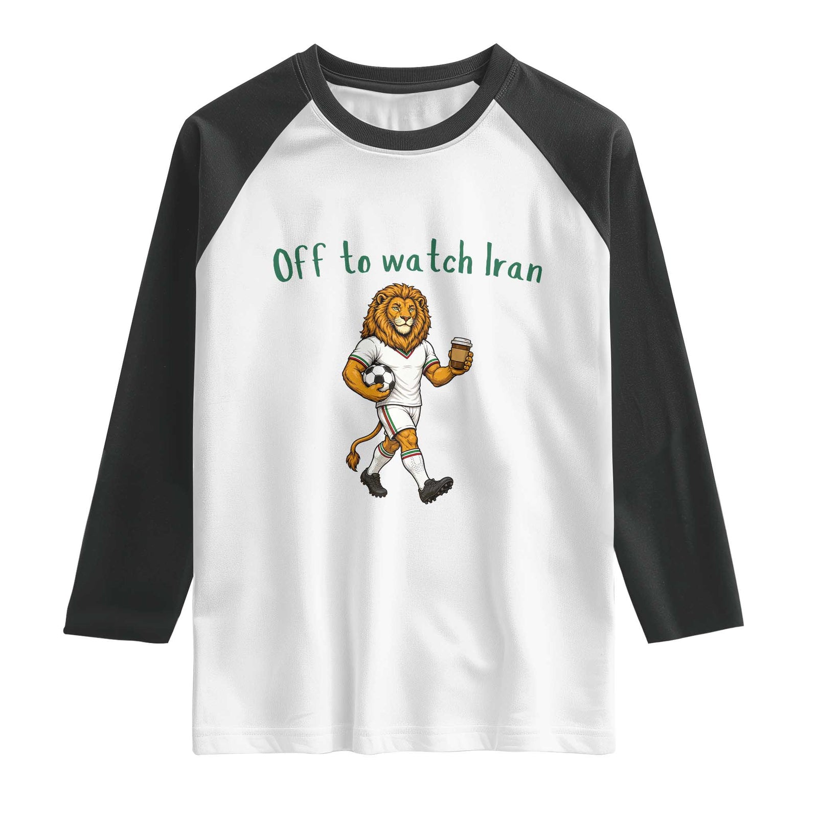 Funny Persian Lion Soccer Fan Gift Raglan Shirt Off To Watch Iran TS12 White Black Print Your Wear
