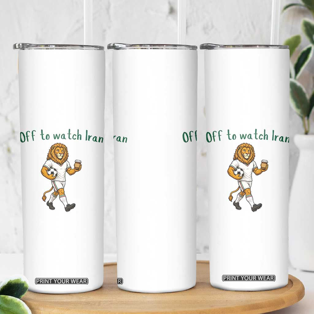 Funny Persian Lion Soccer Fan Gift Skinny Tumbler Off To Watch Iran
