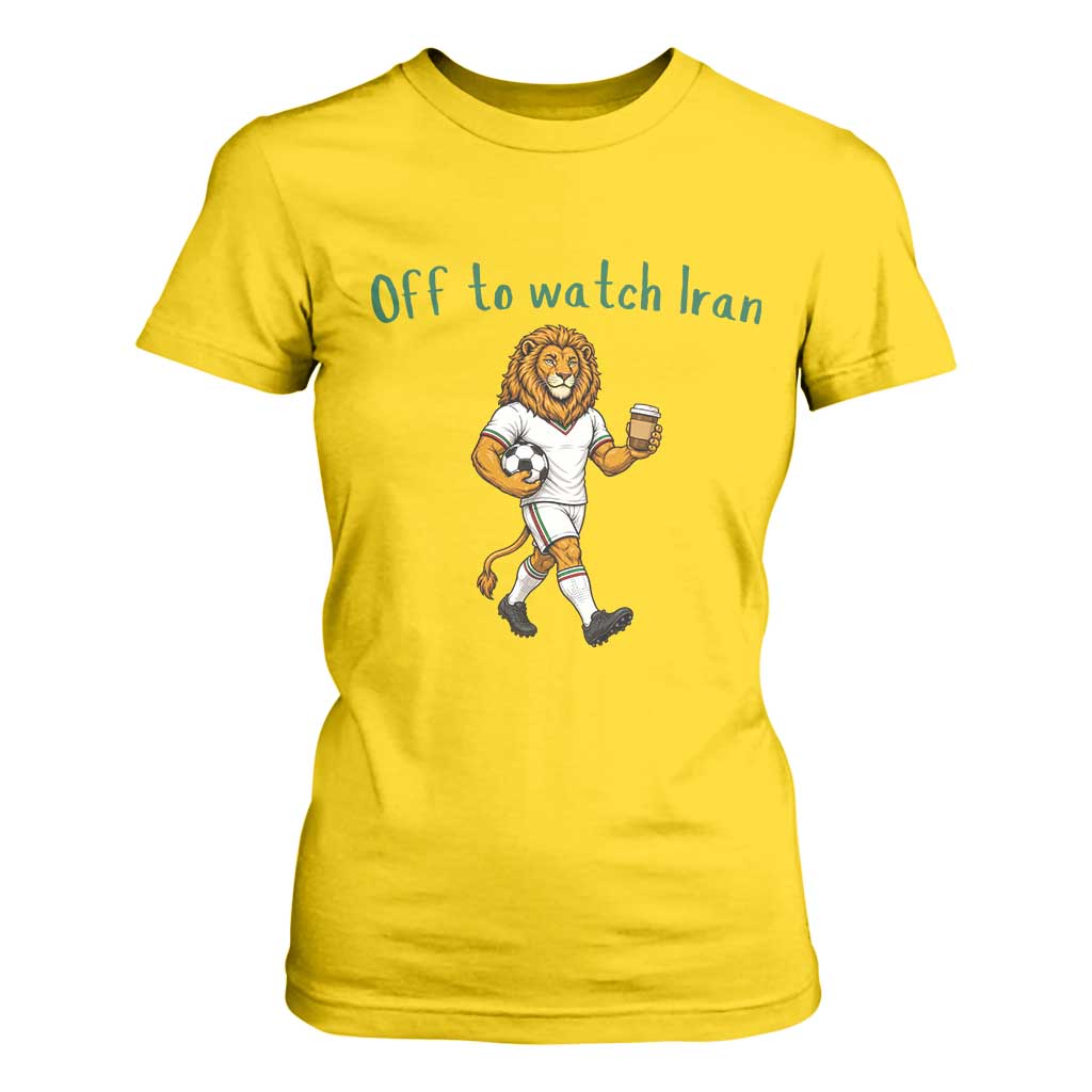 Funny Persian Lion Soccer Fan Gift T Shirt For Women Off To Watch Iran