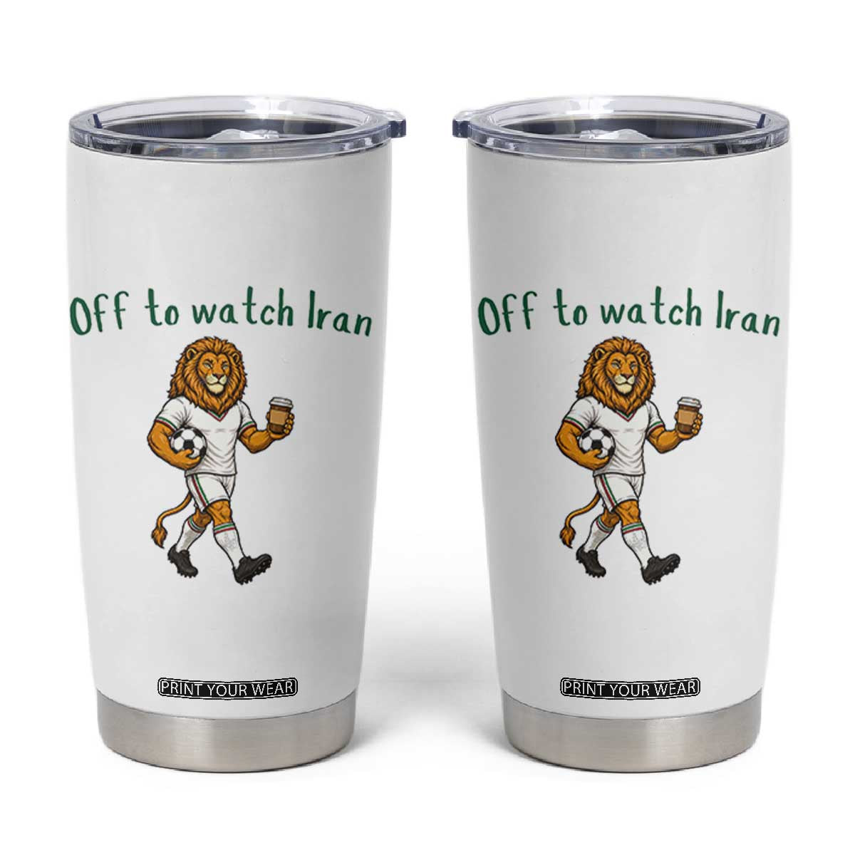 Funny Persian Lion Soccer Fan Gift Tumbler Cup Off To Watch Iran