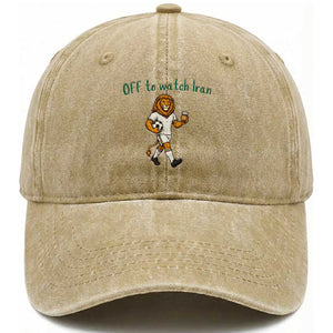 Funny Persian Lion Soccer Fan Gift Washed Cotton Baseball Cap Off To Watch Iran