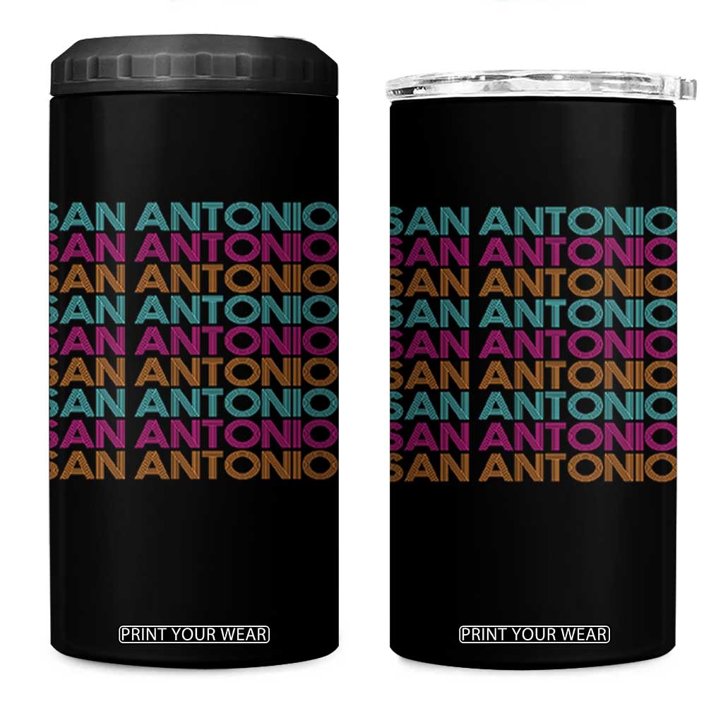 Vintage San Antonio Hoops Pride 4 in 1 Can Cooler Tumbler Retro Basketball Fan