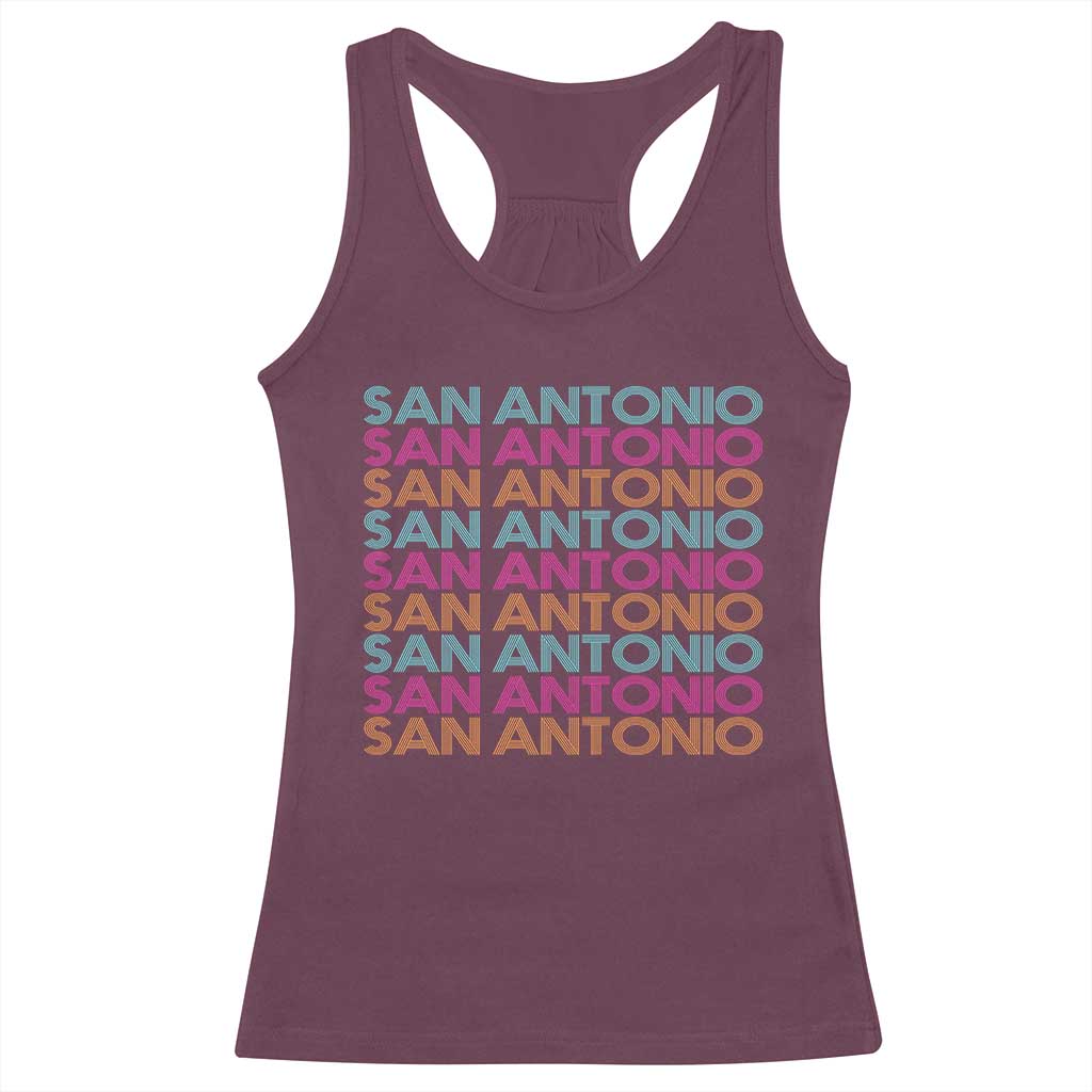 Vintage San Antonio Hoops Pride Racerback Tank Top Retro Basketball Fan TS12 Maroon Print Your Wear