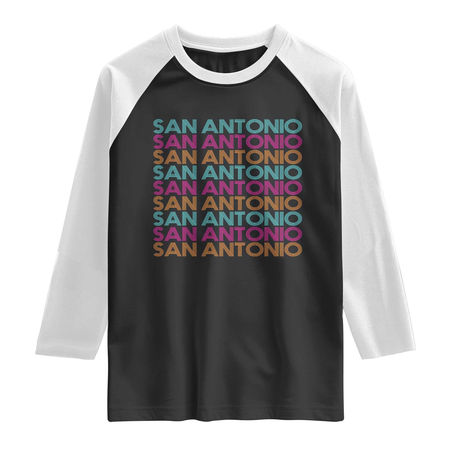 Vintage San Antonio Hoops Pride Raglan Shirt Retro Basketball Fan TS12 Black White Print Your Wear