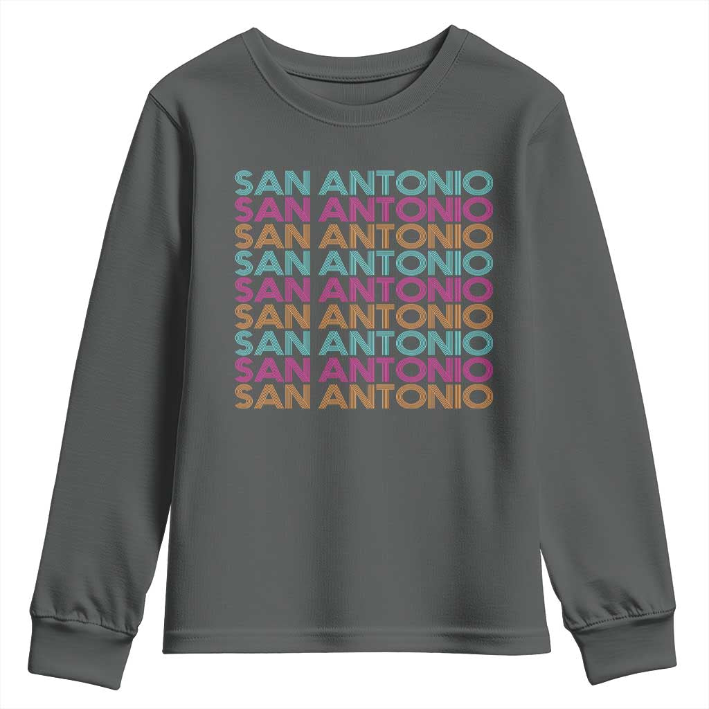 Vintage San Antonio Hoops Pride Youth Sweatshirt Retro Basketball Fan