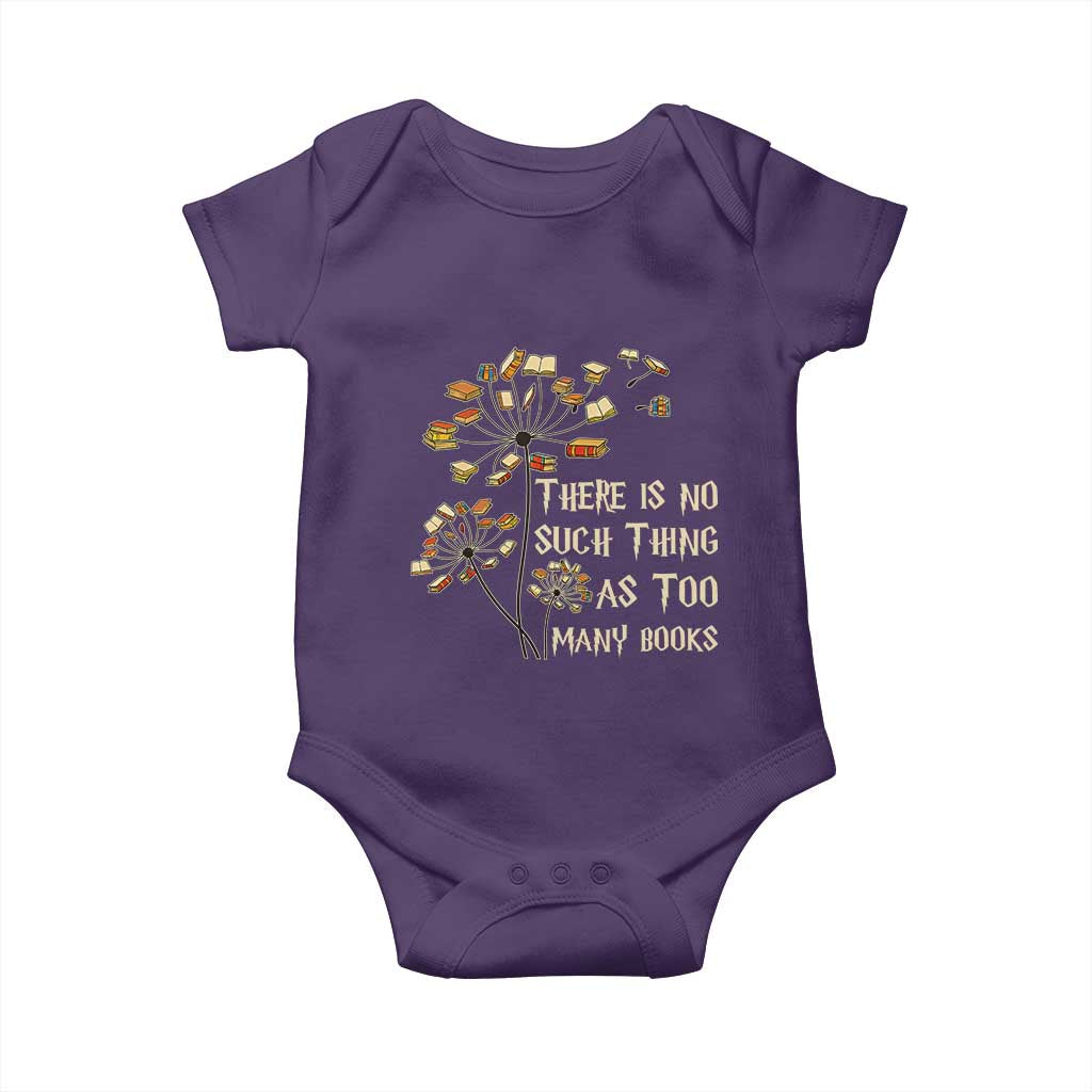 There Is No Such Thing As Too Many Books Baby Onesie Book Lover TS12 Purple Print Your Wear