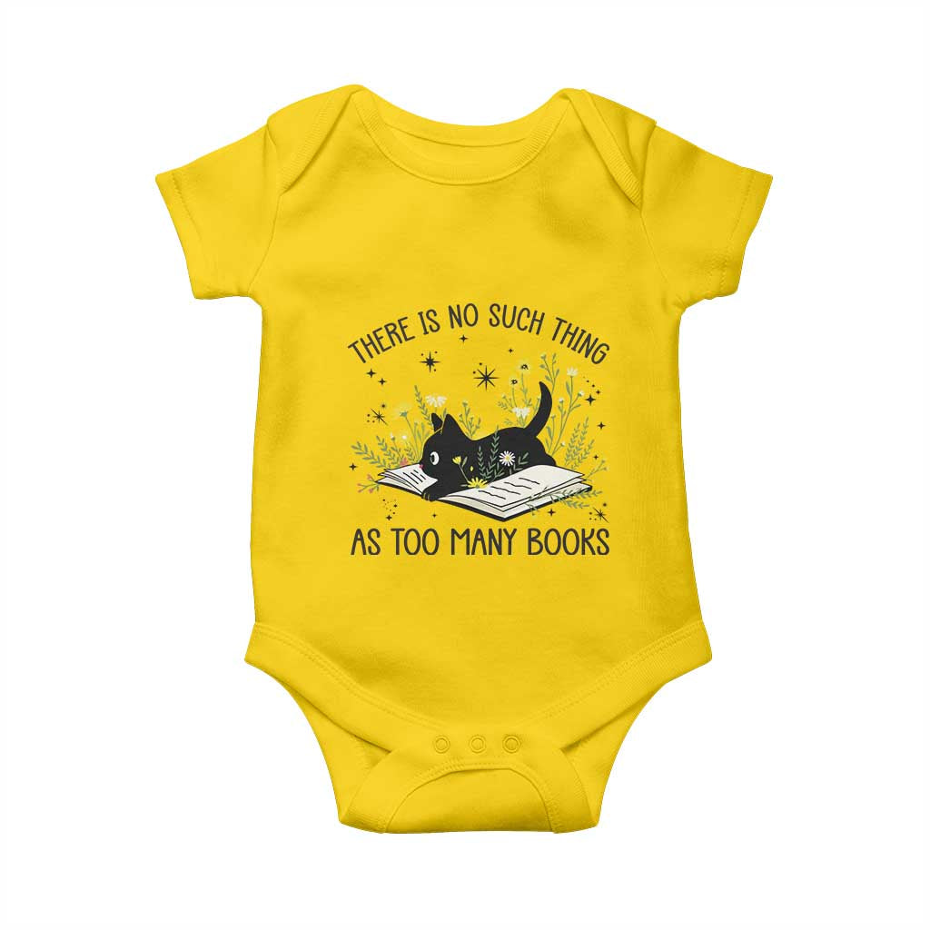 There Is No Such Thing As Too Many Books Baby Onesie Cute Kitty Reading Book TS12 Daisy Print Your Wear