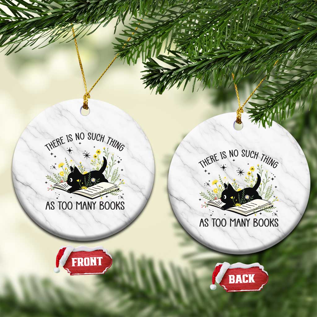 There Is No Such Thing As Too Many Books Ceramic Ornament Cute Kitty Reading Book TS12 1pc White Marble Print Your Wear