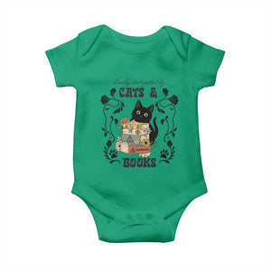 Easily Distracted By Cats And Books Baby Onesie Funny Book Kitty Lover TS12 Irish Green Print Your Wear