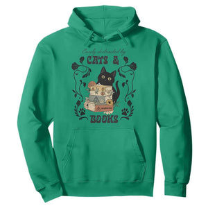 Easily Distracted By Cats And Books Hoodie Funny Book Kitty Lover TS12 Irish Green Print Your Wear