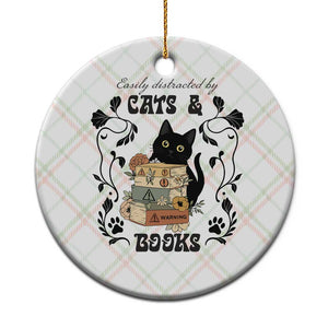 Easily Distracted By Cats And Books Ceramic Ornament Funny Book Kitty Lover TS12 1pc Christmas Plaid Print Your Wear