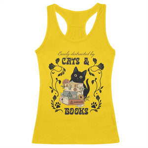 Easily Distracted By Cats And Books Racerback Tank Top Funny Book Kitty Lover TS12 Daisy Print Your Wear