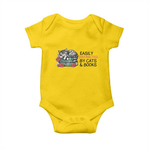 Easily Distracted By Cats And Books Baby Onesie Lazy Kitty Book Lover TS12 Daisy Print Your Wear