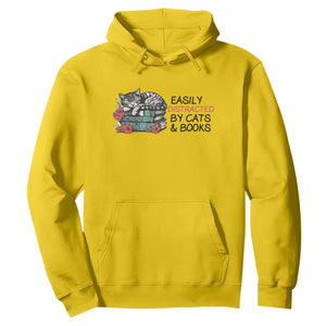 Easily Distracted By Cats And Books Hoodie Lazy Kitty Book Lover TS12 Daisy Print Your Wear