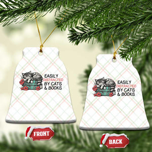 Easily Distracted By Cats And Books Ceramic Ornament Lazy Kitty Book Lover TS12 Print Your Wear