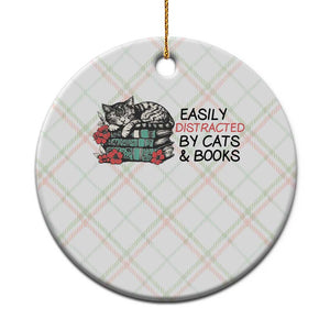Easily Distracted By Cats And Books Ceramic Ornament Lazy Kitty Book Lover TS12 1pc Christmas Plaid Print Your Wear