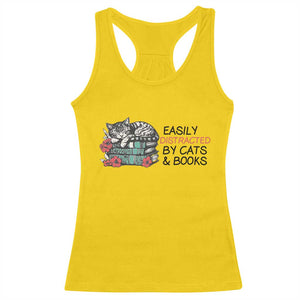 Easily Distracted By Cats And Books Racerback Tank Top Lazy Kitty Book Lover TS12 Daisy Print Your Wear