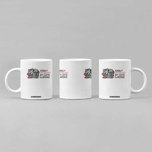 Easily Distracted By Cats And Books Coffee Mug Lazy Kitty Book Lover TS12 Print Your Wear