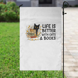 Life Is Better With Cats And Books Garden Flag Funny Black Cat Book Lover TS12 Print Your Wear
